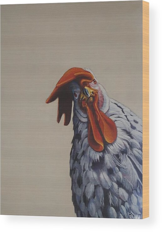 Rooster Wood Print featuring the painting Crossing The Road Will Change Your Life by Jean Cormier