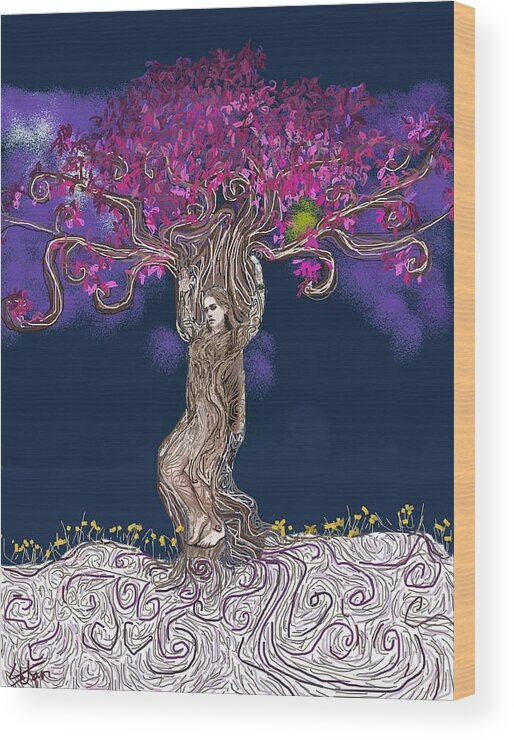 Female Tree Wood Print featuring the digital art Crystal Dawn Tree by Stefan Duncan
