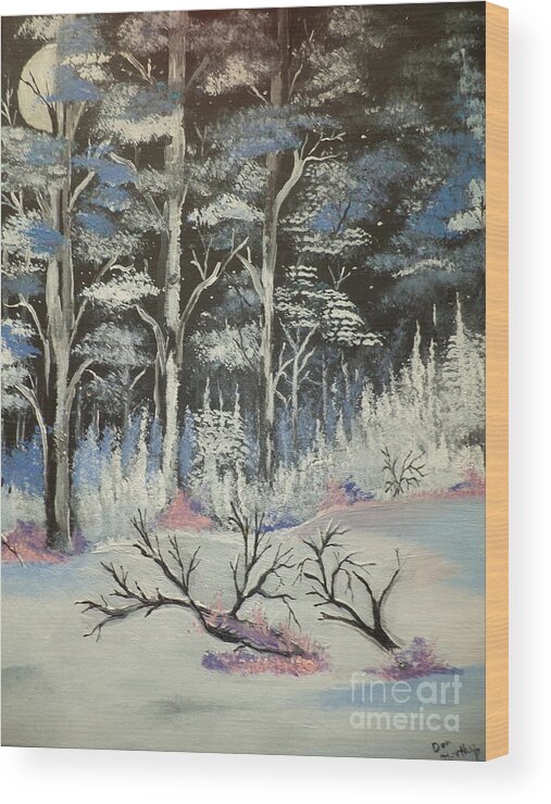 Donnsart1 Wood Print featuring the painting Darken Moonlight Painting # 315 by Donald Northup