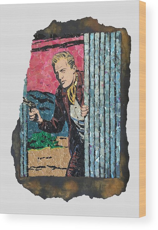Glass Wood Print featuring the mixed media David Enters Cautiously by Matthew Lazure
