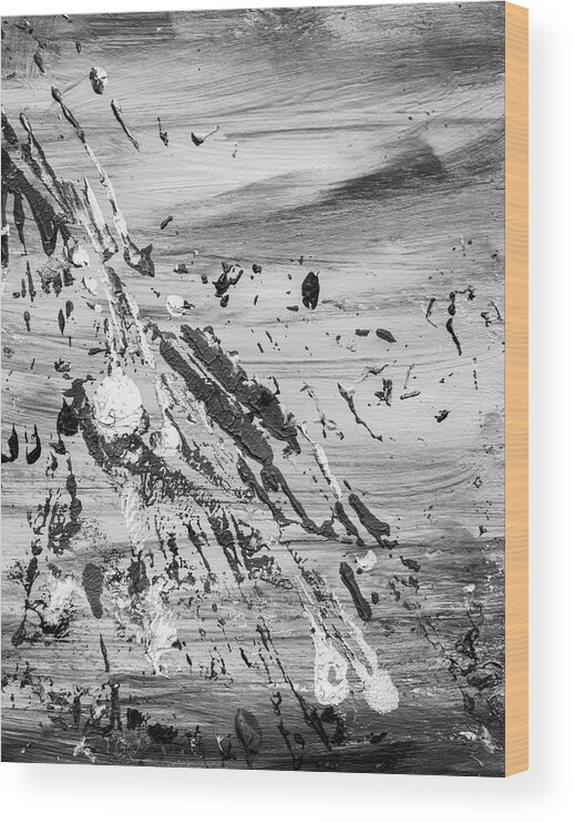 Black Wood Print featuring the painting Desert Wind II - Black And White Modern Abstract Painting by iAbstractArt