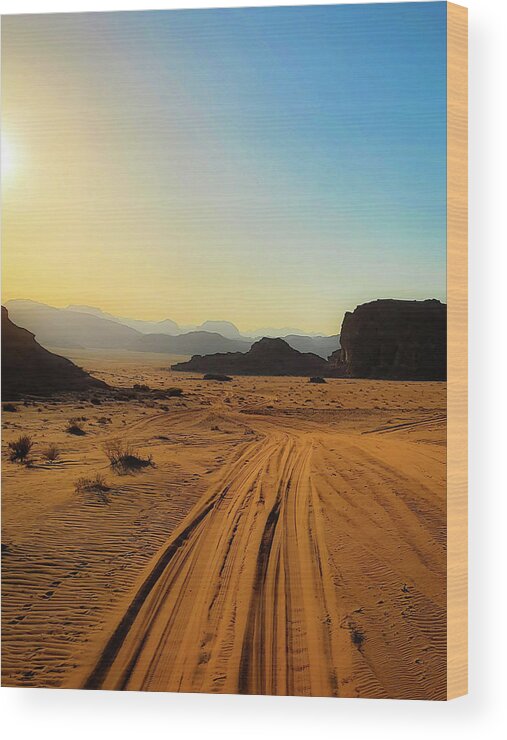 Desert Wood Print featuring the photograph Deserted Desert Road by Andrea Whitaker