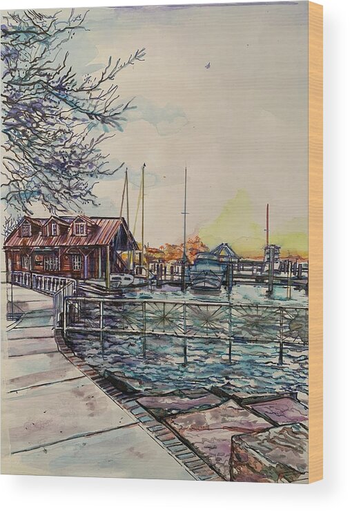  Wood Print featuring the painting Docked by Try Cheatham