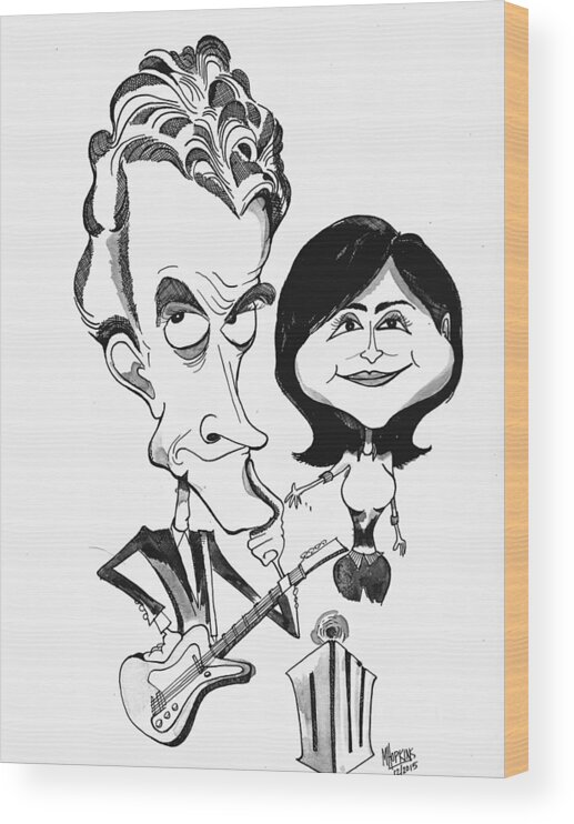 Doctor Wood Print featuring the drawing Doctor Who and Clara by Michael Hopkins