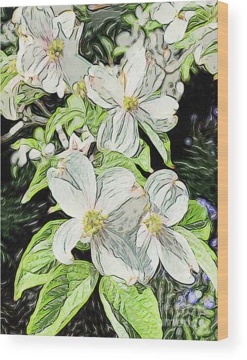 Dogwood Wood Print featuring the digital art Dogwood digital by Jeanette French