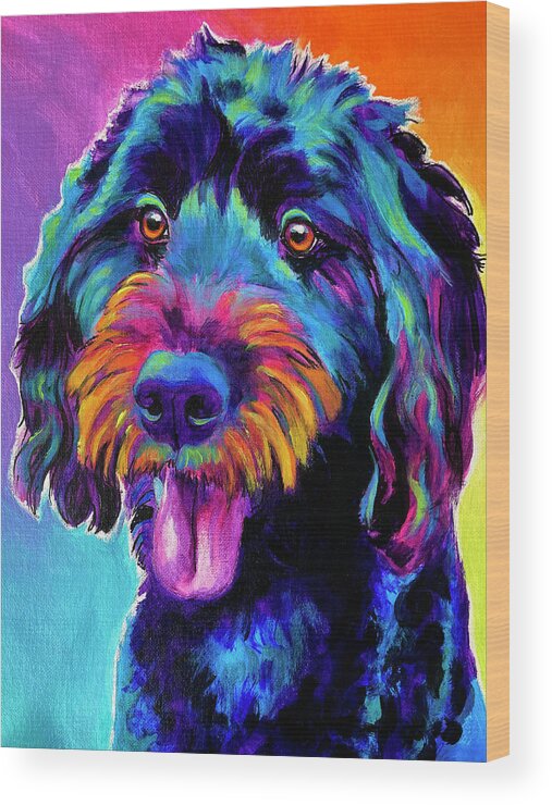 Doodle Wood Print featuring the painting Doodle - Leela by Dawg Painter