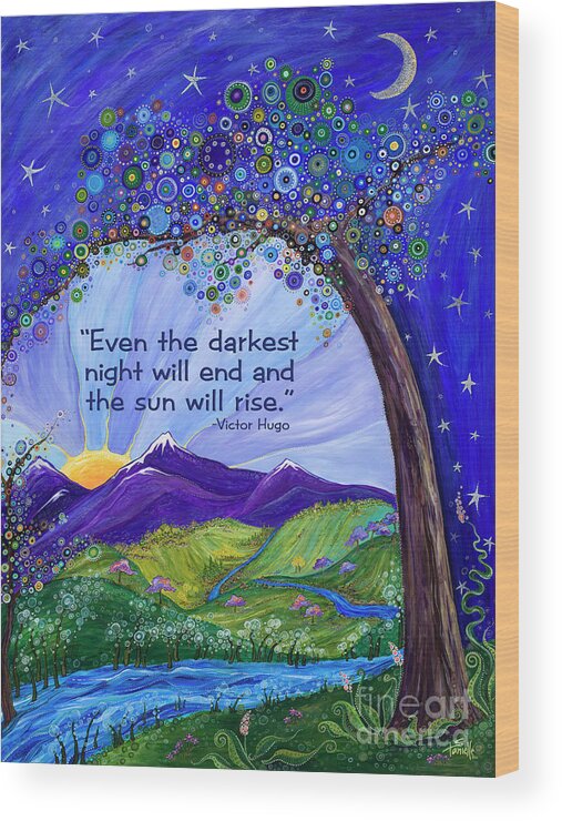 Dreaming Tree Wood Print featuring the painting Dreaming Tree with Quote #2 by Tanielle Childers