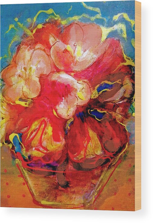 Electrify Wood Print featuring the painting Electrify Flower Vase by Rose Lewis