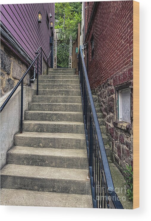 Stone Stairs Wood Print featuring the photograph Ellicott City Maryland 13 by William Norton