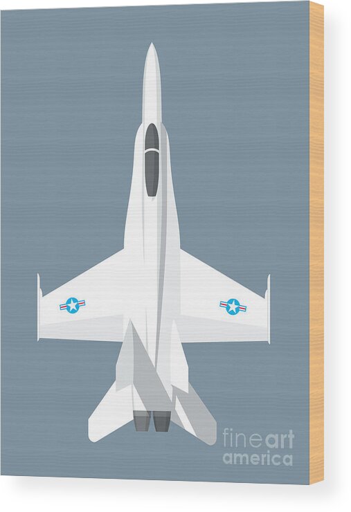 Jet Wood Print featuring the digital art F-18 Hornet Jet Fighter Aircraft - Slate by Organic Synthesis