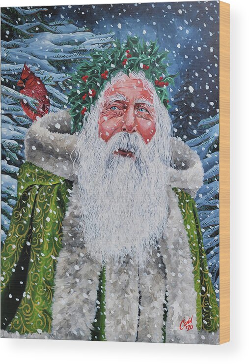 Father Christmas Wood Print featuring the painting Father Christmas by Shawn Conn
