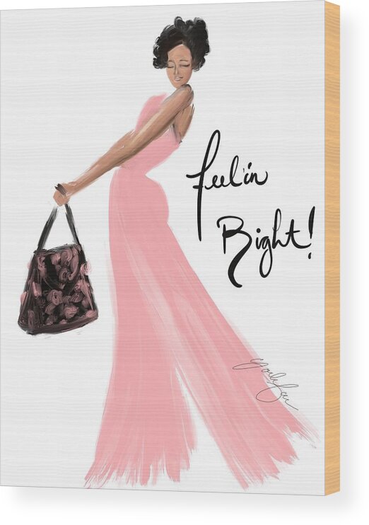 Fashion Illustration Wood Print featuring the mixed media Feel'in right by Yolanda Holmon