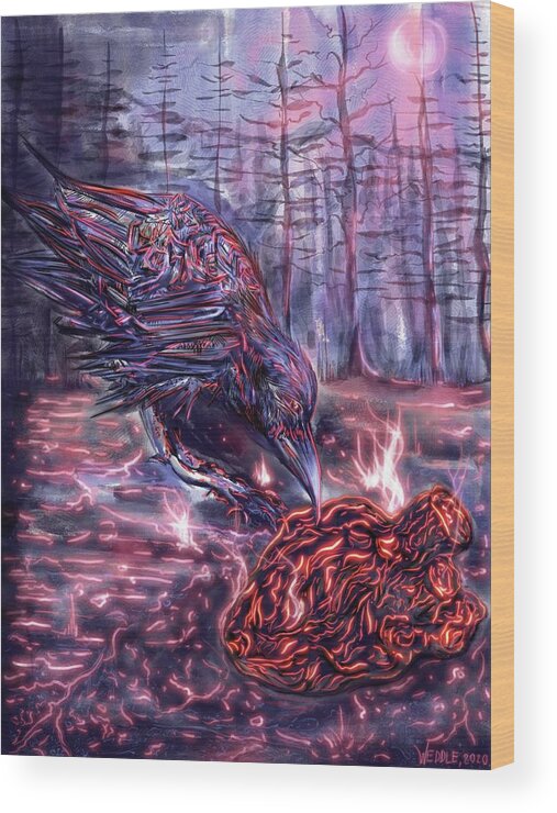 Crow Wood Print featuring the digital art Festering Ember by Angela Weddle