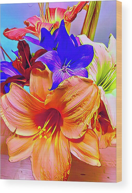 Color Wood Print featuring the digital art Flowers from Catharen by Nancy Olivia Hoffmann