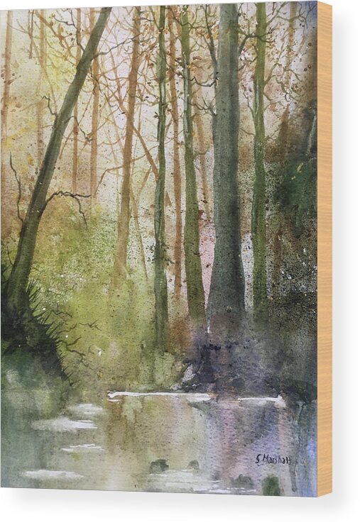 Watercolour Wood Print featuring the painting Forest Study 1 by Glenn Marshall