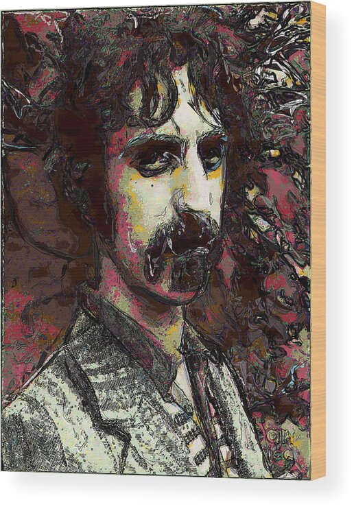 Zappa Wood Print featuring the digital art Frank Zappa by David Lane