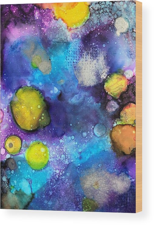 Galaxy Wood Print featuring the painting Galactic by Rachelle Stracke