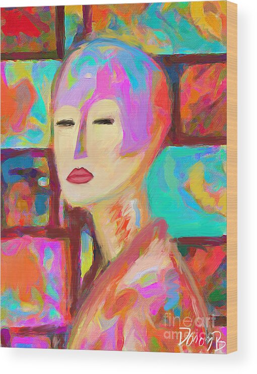 Girl Wood Print featuring the digital art Girl with colorful hair by Doron B