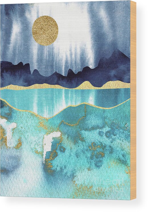 Modern Landscape Wood Print featuring the painting Golden Moon by Garden Of Delights
