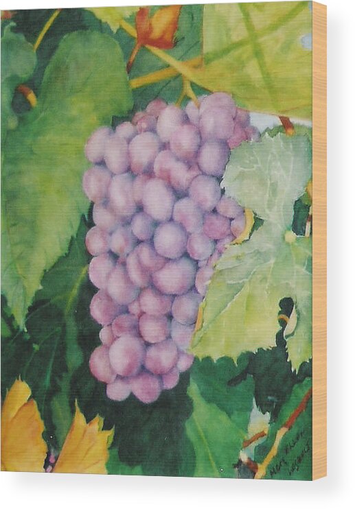 Grapes Wood Print featuring the painting Grapes by Mary Ellen Mueller Legault