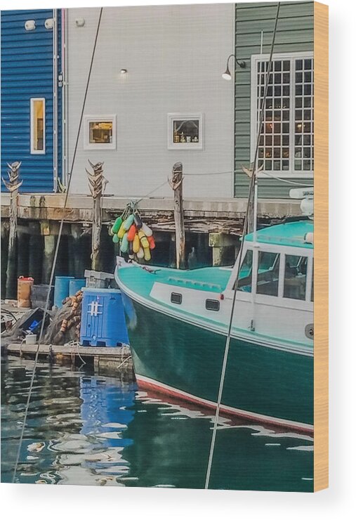 Green Boat Wood Print featuring the photograph Green Boat in Old Port by Bonny Puckett