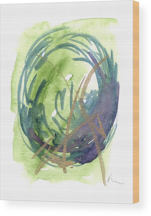 Green Wood Print featuring the painting Greeting Card 10 by Katrina Nixon