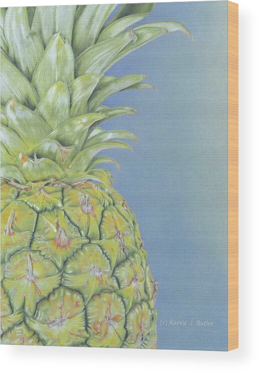 Pineapple Wood Print featuring the painting Hawaiian Pineapple by Karrie J Butler