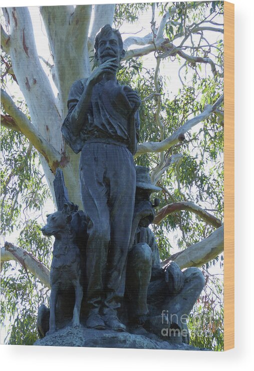 Henry Lawson Wood Print featuring the photograph Henry Lawson Statue - Sydney by Phil Banks