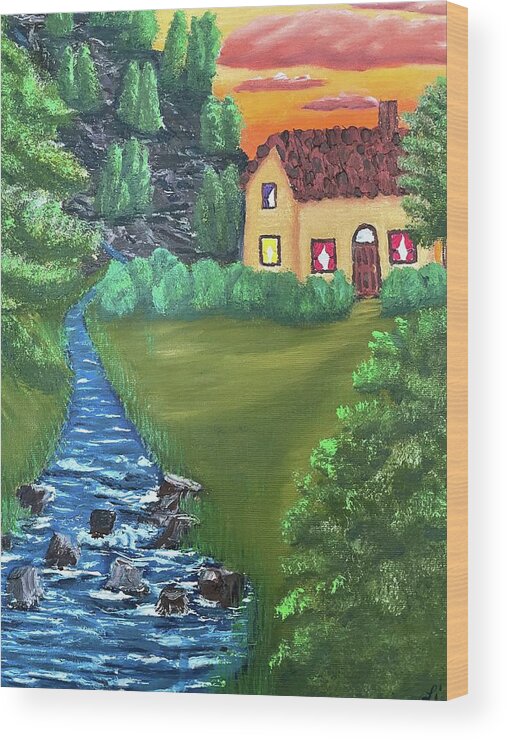 Oil Painting Wood Print featuring the painting Hideaway by Lisa White