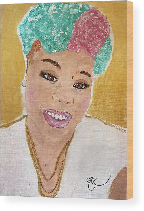 African-american Wood Print featuring the painting African-american Hip-hop Goddess by Melody Fowler