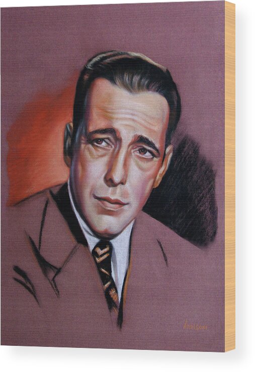 Humphrey Bogart Wood Print featuring the painting Humphrey Bogart by David Arrigoni