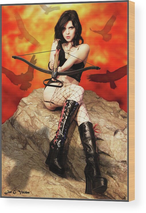 Cosplay Wood Print featuring the photograph Huntress Of Striga Mountain by Jon Volden