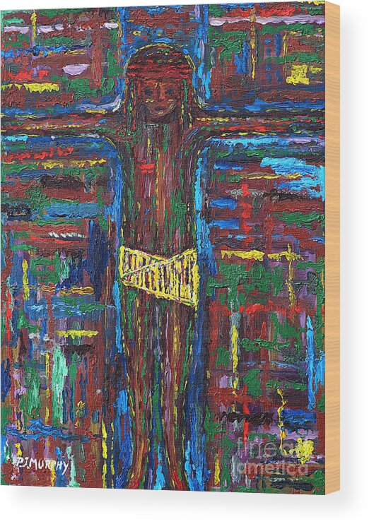 Easter Wood Print featuring the painting Cross 3 by Patrick J Murphy