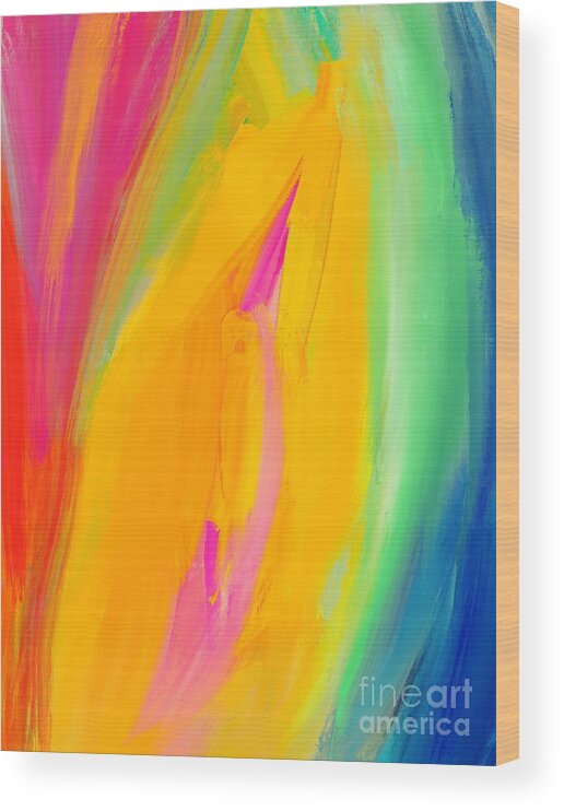 Abstract Wood Print featuring the digital art Jackfruit Love - Modern Colorful Abstract Digital Art by Sambel Pedes