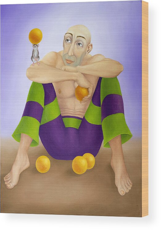 Janek Wood Print featuring the painting Janek The Juggler by Hone Williams