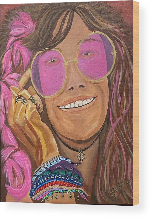  Wood Print featuring the painting Janis Joplin by Bill Manson