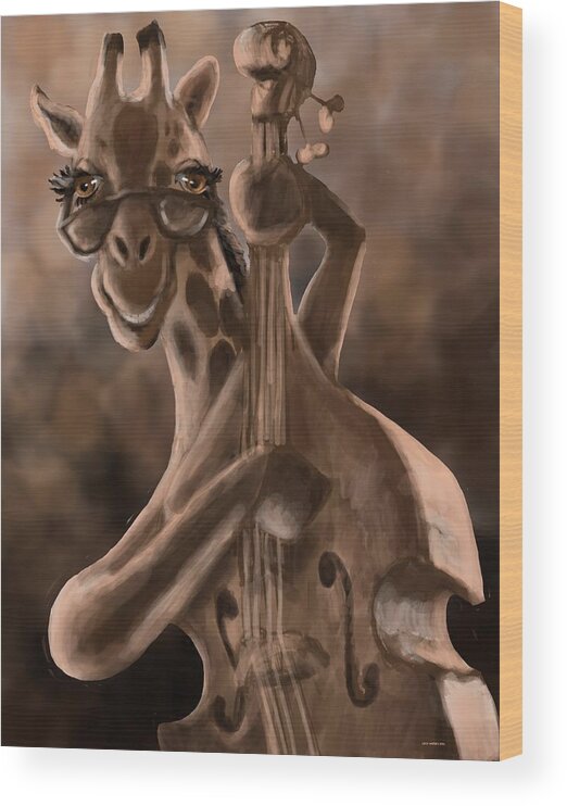 Giraffe Wood Print featuring the digital art Jazzy Giraffe by Larry Whitler
