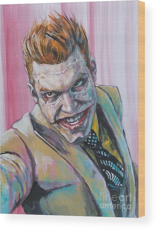 Joker Wood Print featuring the painting Jerome Valaska Gotham Joker by Tyler Haddox