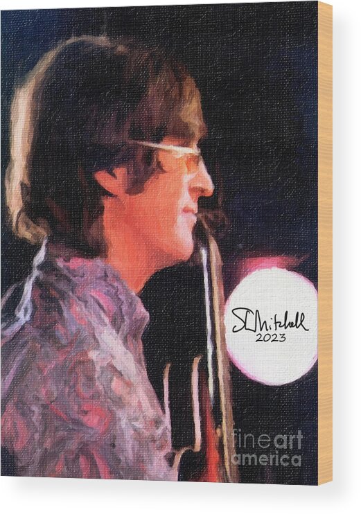 John Lennon Wood Print featuring the painting John Lennon #1 by Steve Mitchell
