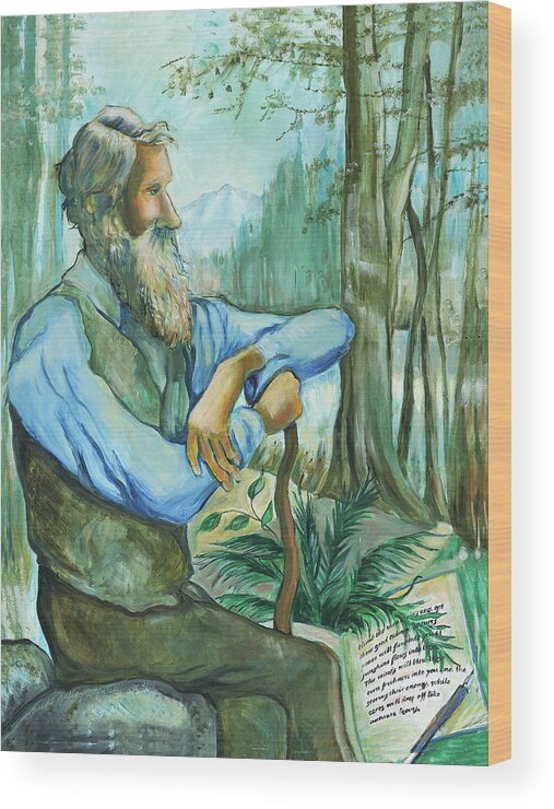 Portraits Wood Print featuring the painting John Muir by Catharine Gallagher
