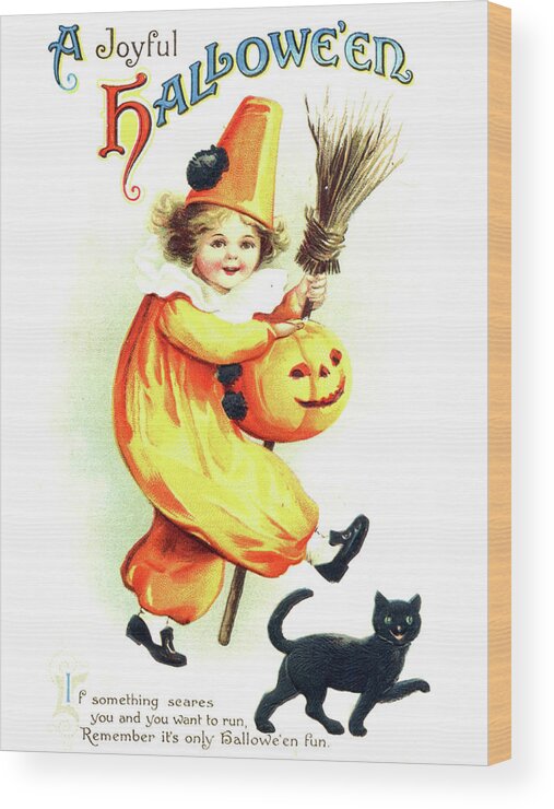 Joyful Wood Print featuring the digital art Joyful Halloween by Long Shot