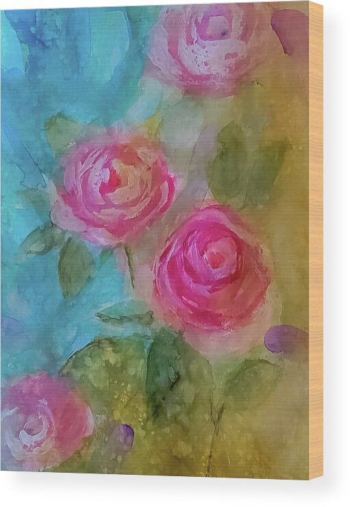 Rose Wood Print featuring the painting Just a Quick Rose Painting by Lisa Kaiser