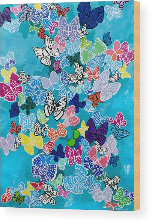 Butterflies Wood Print featuring the painting Kaleidoscope by Beth Ann Scott