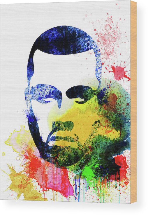 Kanye West Wood Print featuring the mixed media Kanye West Watercolor by Naxart Studio