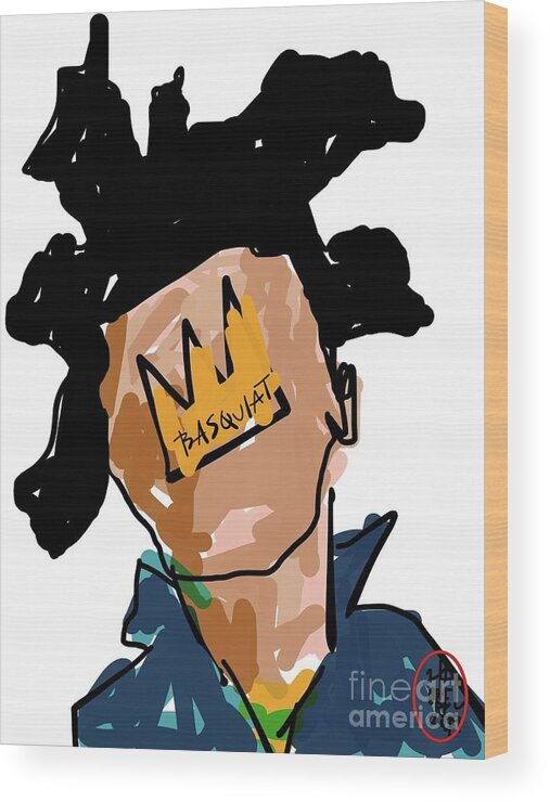  Wood Print featuring the painting King Basquiat by Oriel Ceballos