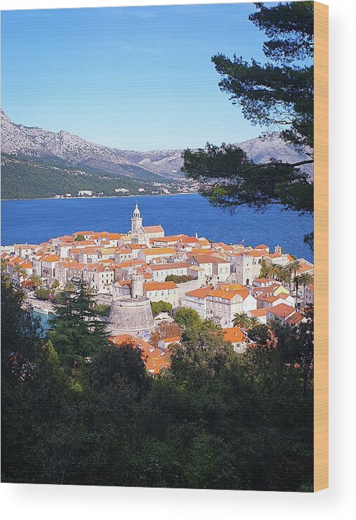 Korcula Wood Print featuring the photograph Korcula Old Town by Andrea Whitaker