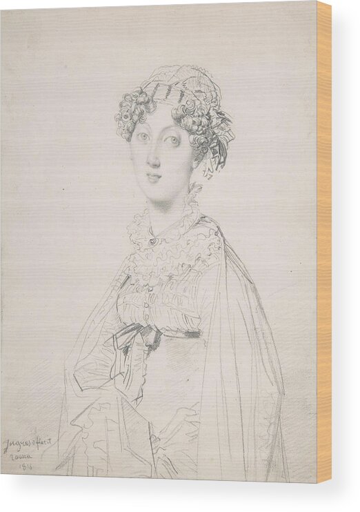 19th Century Art Wood Print featuring the drawing Lady Mary Cavendish-Bentinck by Jean-Auguste-Dominique Ingres