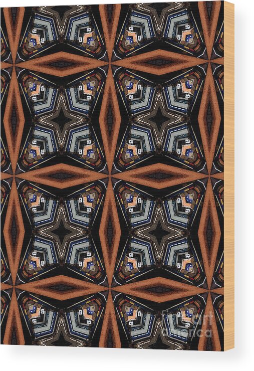 Abstract Wood Print featuring the digital art Library Quilt by Karen Adams