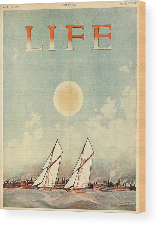 Boats Wood Print featuring the mixed media Life Magazine Cover, August 15, 1907 by Valentine Sandberg