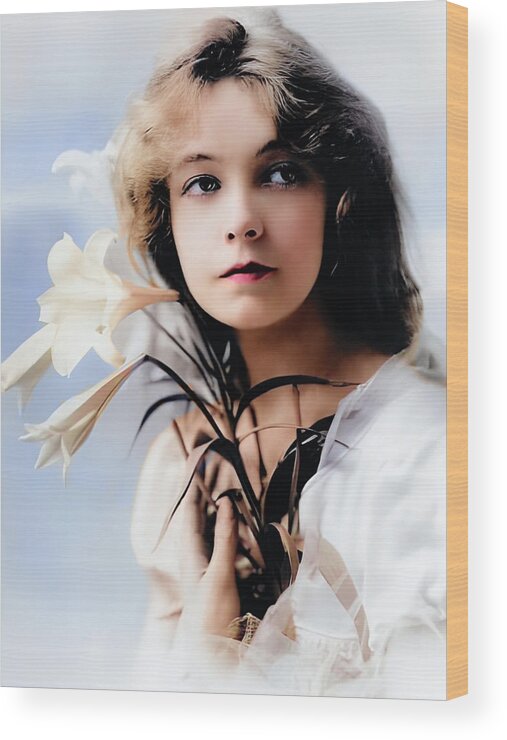 Lillian Gish Wood Print featuring the digital art Lillian Gish by Chuck Staley